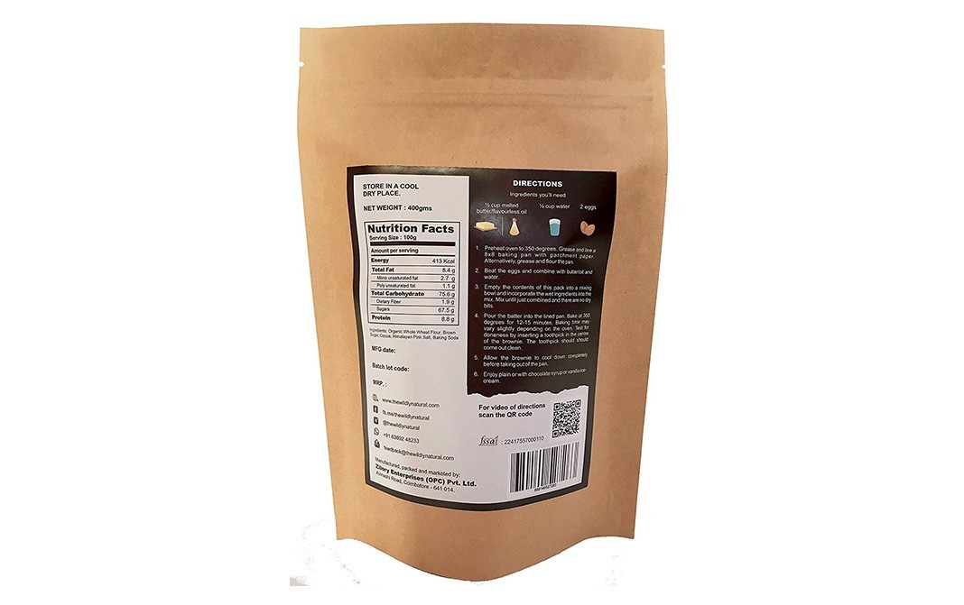 The Wildly Natural Dark Chocolate Fudgy Brownie Mix   Pack  400 grams